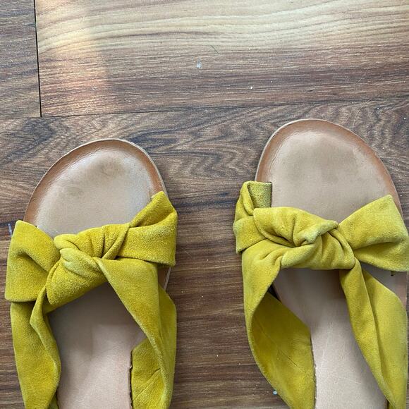 JEFFREY CAMPBELL Zocalo Suede Yellow Knot Slide Sandals Size 10 - Picture 5 of 10